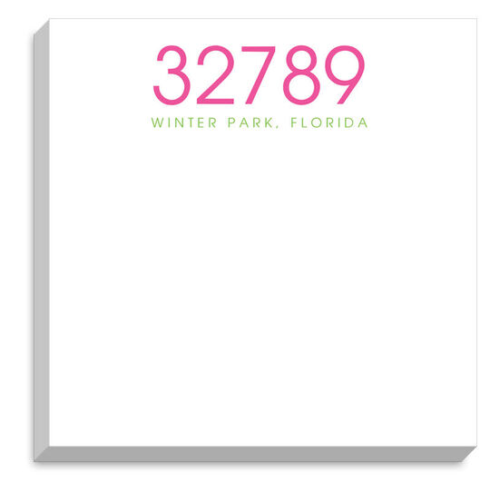 Pink Zip Code Chunky Notepad
